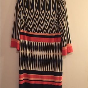 Navy Patterned Day to Night Business Casual Dress